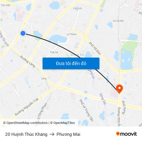 20 Huỳnh Thúc Kháng to Phương Mai map