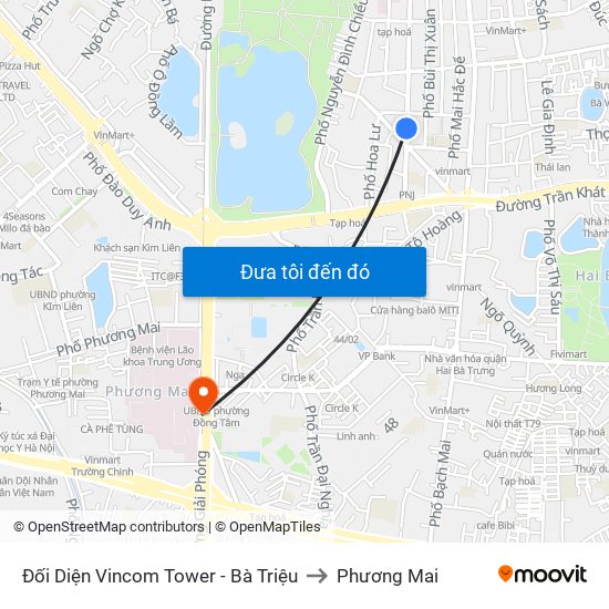 Đối Diện Vincom Tower - Bà Triệu to Phương Mai map