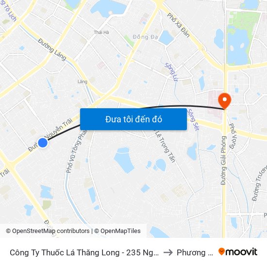 Công Ty Thuốc Lá Thăng Long - 235 Nguyễn Trãi to Phương Mai map