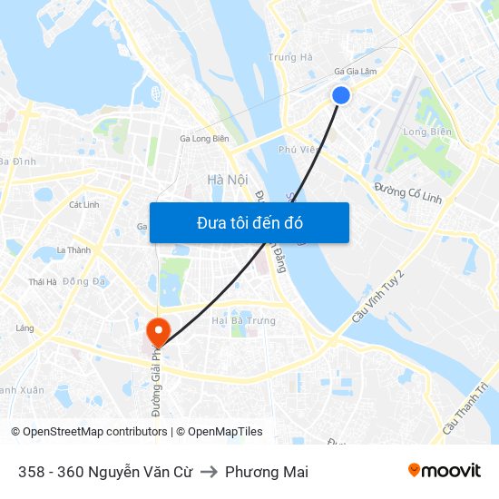 358 - 360 Nguyễn Văn Cừ to Phương Mai map
