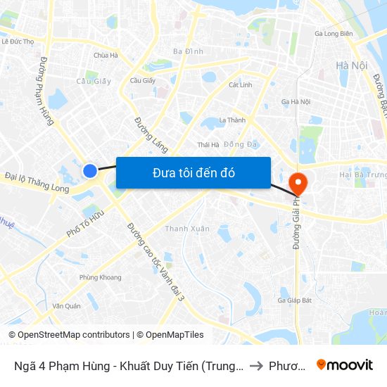 Ngã 4 Phạm Hùng - Khuất Duy Tiến (Trung Tâm Hội Nghị Quốc Gia) to Phương Mai map