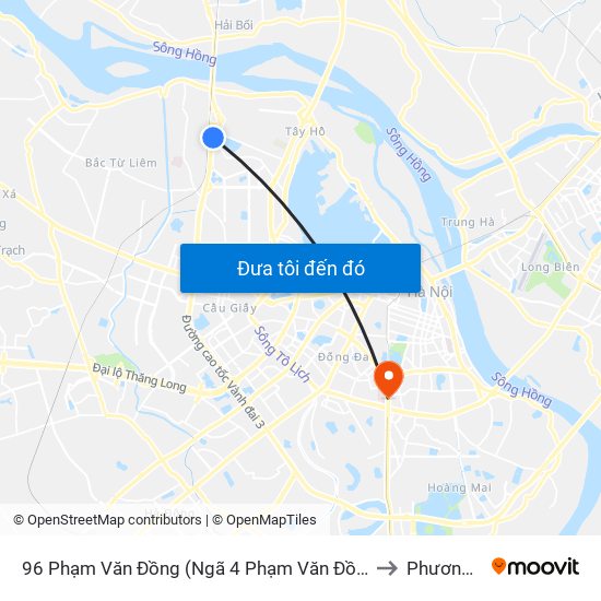 96 Phạm Văn Đồng (Ngã 4 Phạm Văn Đồng - Xuân Đỉnh) to Phương Mai map