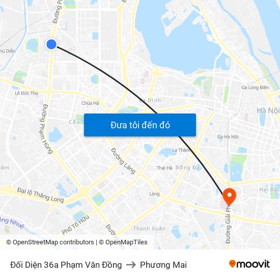 Đối Diện 36a Phạm Văn Đồng to Phương Mai map