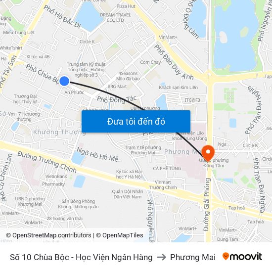 Số 10 Chùa Bộc - Học Viện Ngân Hàng to Phương Mai map