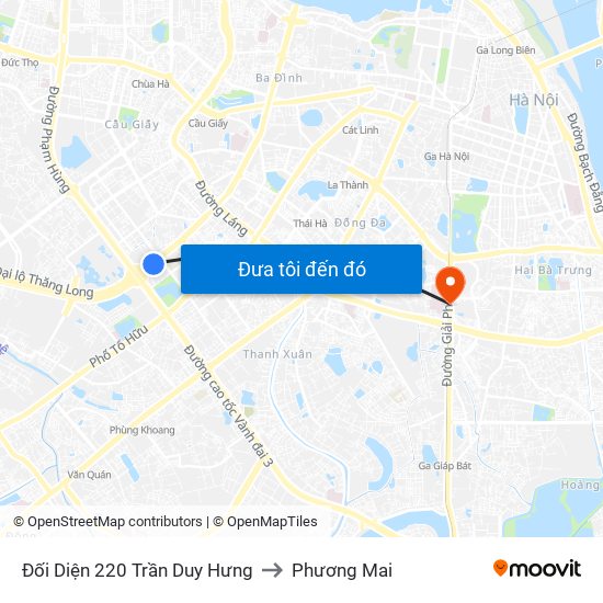 Đối Diện 220 Trần Duy Hưng to Phương Mai map