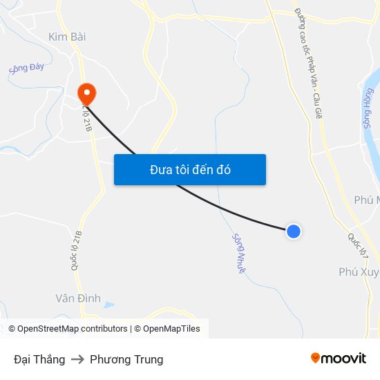 Đại Thắng to Phương Trung map