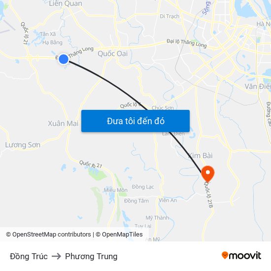 Đồng Trúc to Phương Trung map