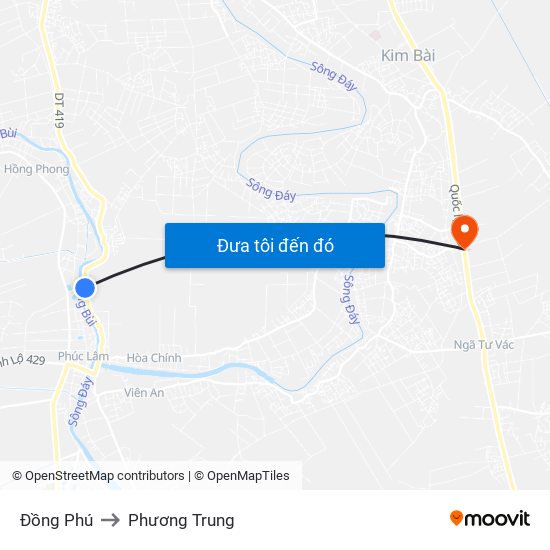 Đồng Phú to Phương Trung map