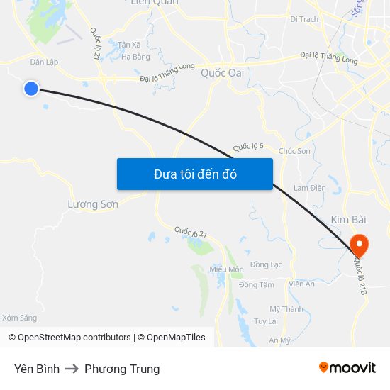 Yên Bình to Phương Trung map