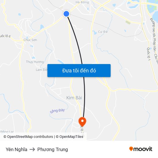 Yên Nghĩa to Phương Trung map