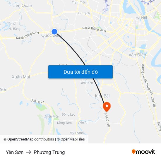 Yên Sơn to Phương Trung map