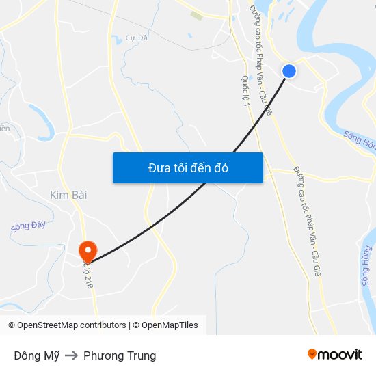 Đông Mỹ to Phương Trung map