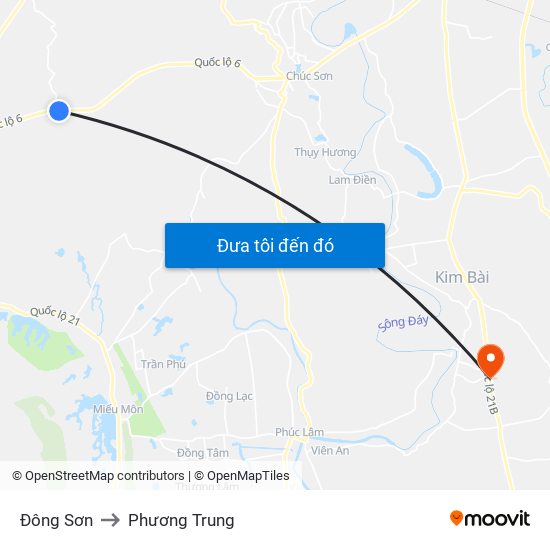 Đông Sơn to Phương Trung map