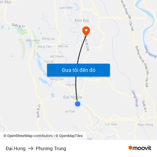 Đại Hưng to Phương Trung map