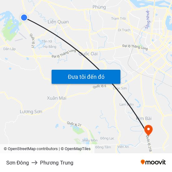 Sơn Đông to Phương Trung map