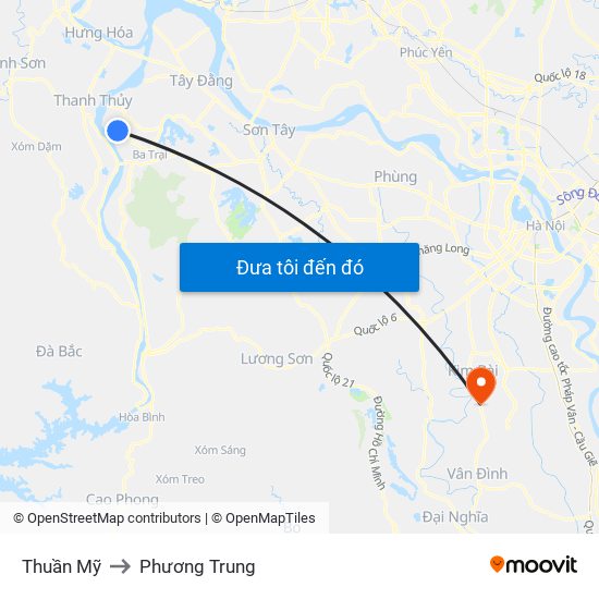 Thuần Mỹ to Phương Trung map