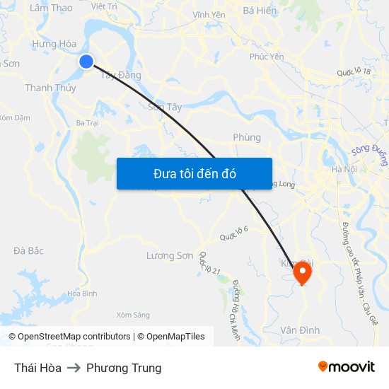 Thái Hòa to Phương Trung map