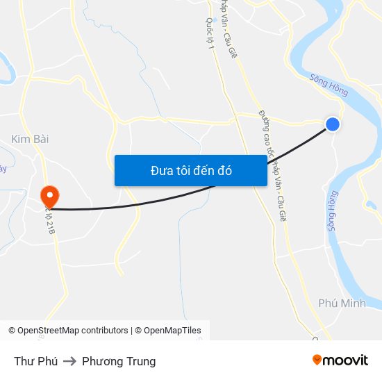 Thư Phú to Phương Trung map