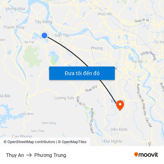 Thụy An to Phương Trung map