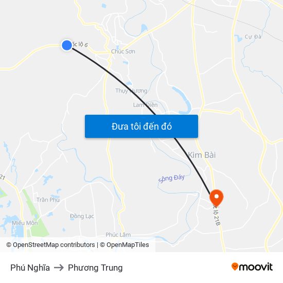 Phú Nghĩa to Phương Trung map