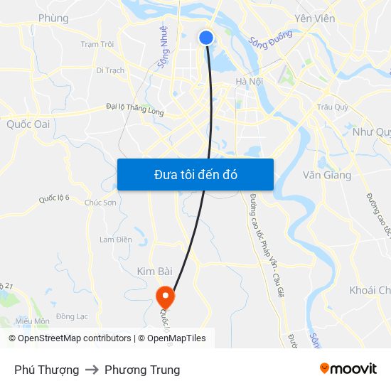 Phú Thượng to Phương Trung map