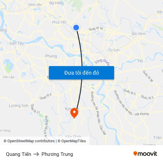 Quang Tiến to Phương Trung map