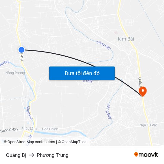 Quảng Bị to Phương Trung map