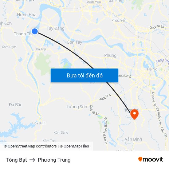 Tòng Bạt to Phương Trung map