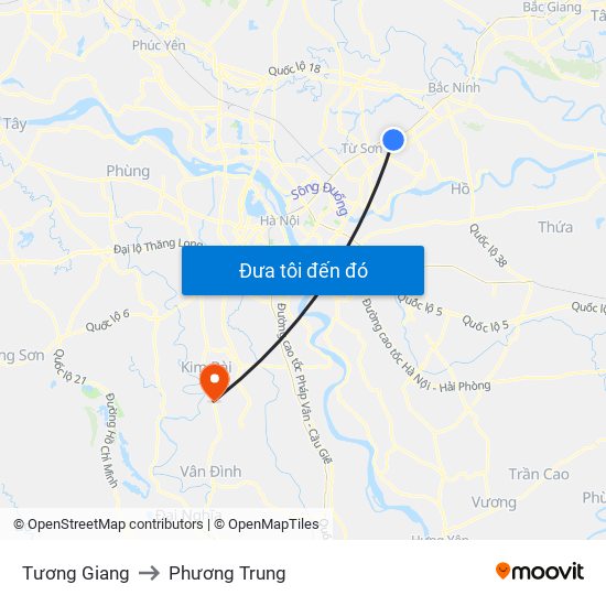 Tương Giang to Phương Trung map