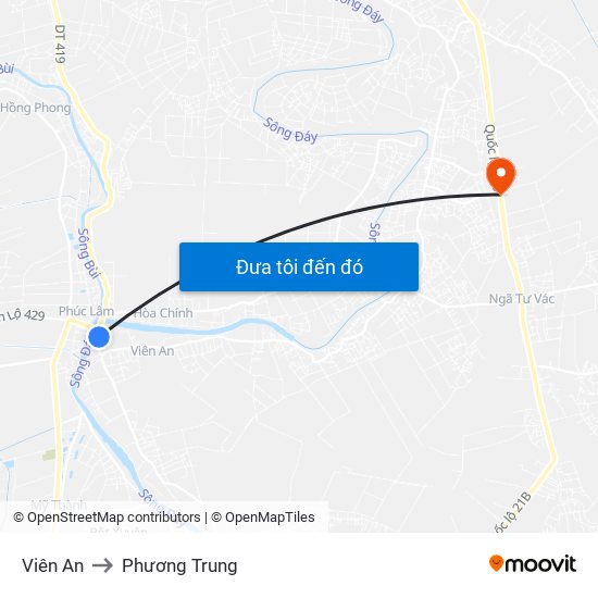 Viên An to Phương Trung map