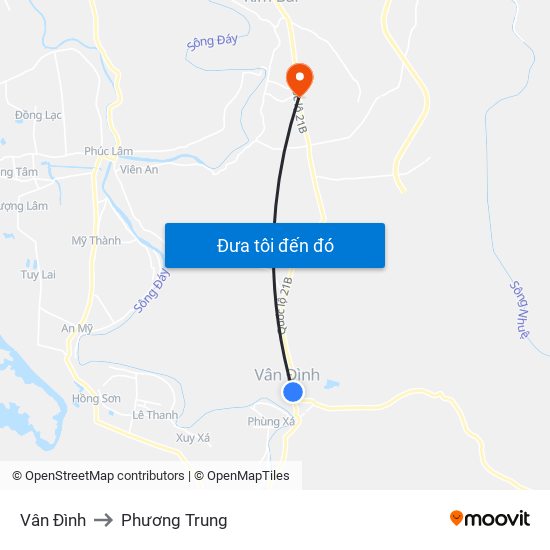 Vân Đình to Phương Trung map