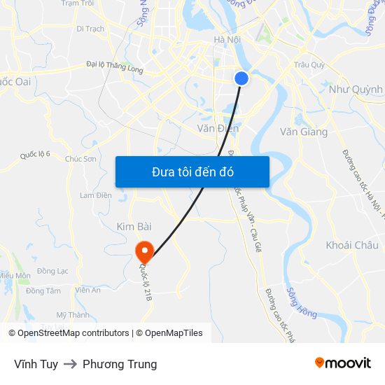 Vĩnh Tuy to Phương Trung map