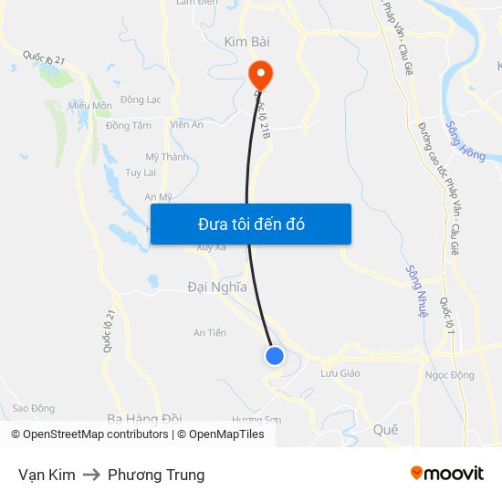 Vạn Kim to Phương Trung map