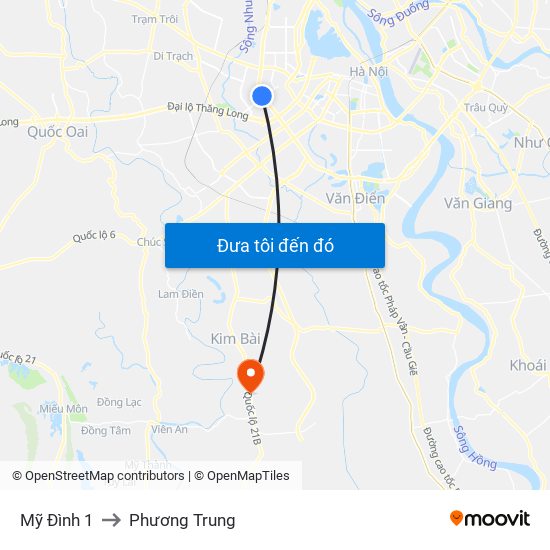 Mỹ Đình 1 to Phương Trung map