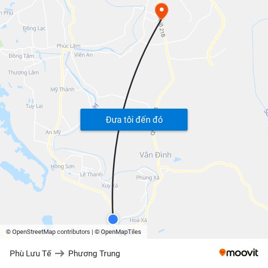 Phù Lưu Tế to Phương Trung map