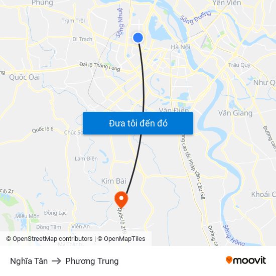 Nghĩa Tân to Phương Trung map