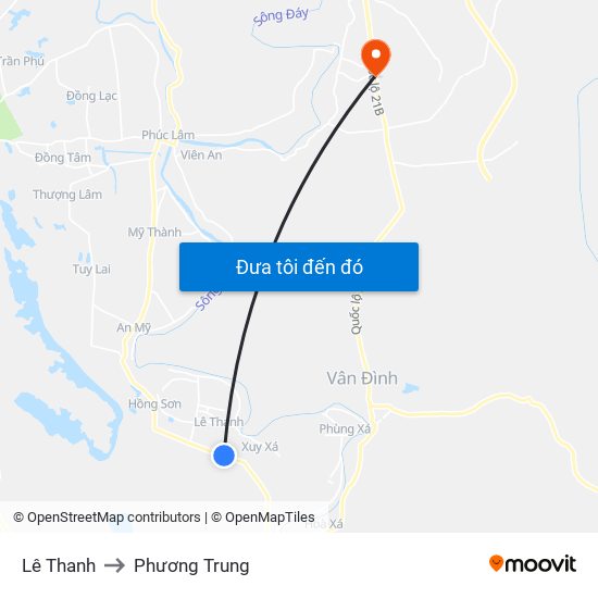 Lê Thanh to Phương Trung map