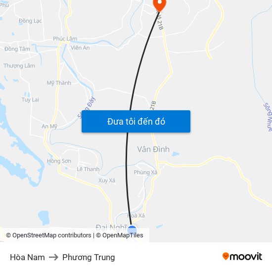 Hòa Nam to Phương Trung map