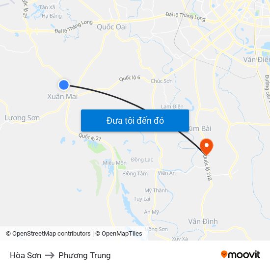 Hòa Sơn to Phương Trung map