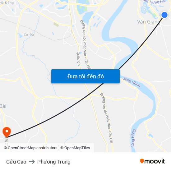 Cửu Cao to Phương Trung map