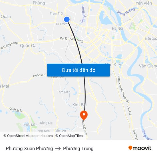 Phường Xuân Phương to Phương Trung map