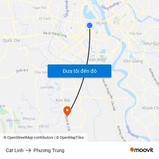 Cát Linh to Phương Trung map