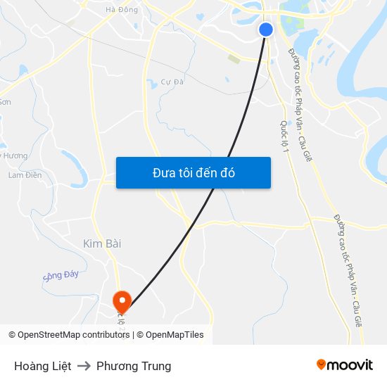 Hoàng Liệt to Phương Trung map