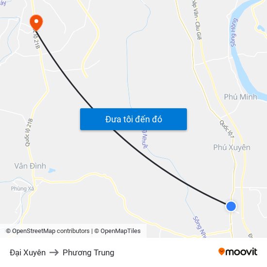 Đại Xuyên to Phương Trung map