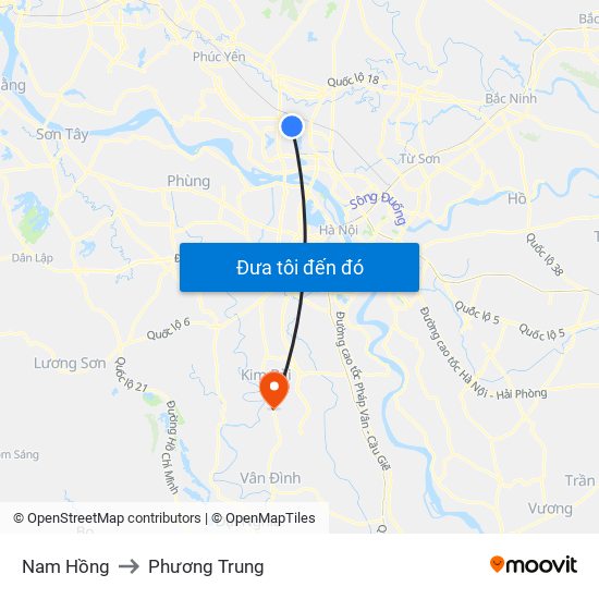 Nam Hồng to Phương Trung map