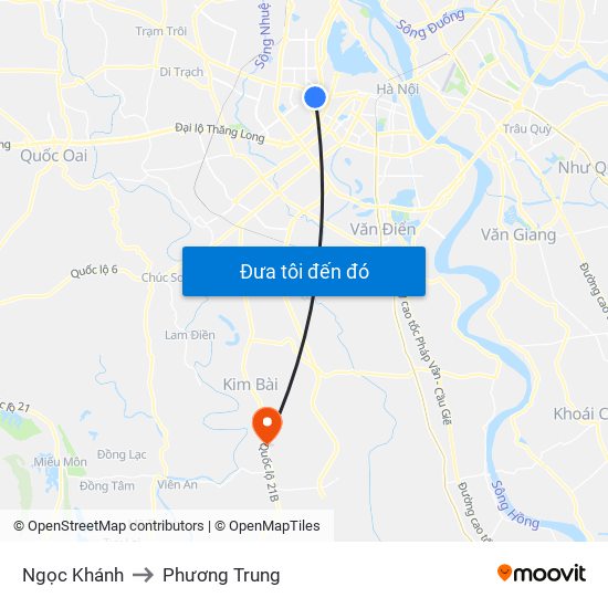 Ngọc Khánh to Phương Trung map