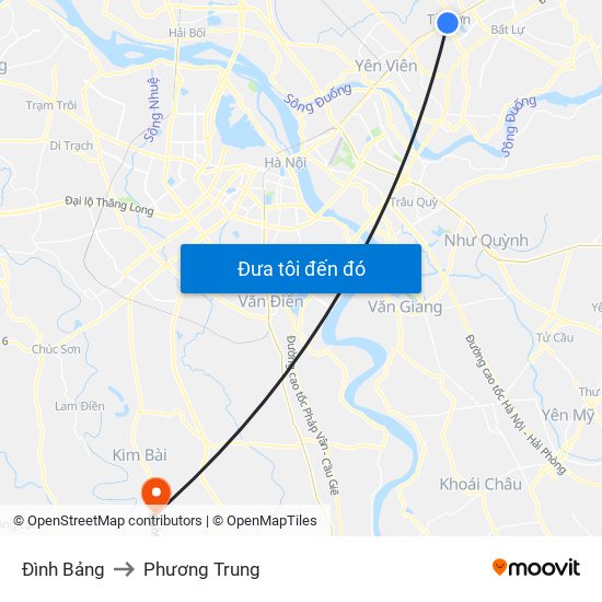 Đình Bảng to Phương Trung map