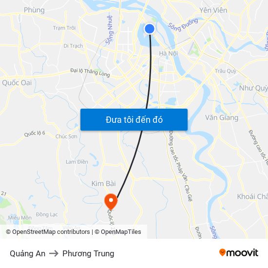 Quảng An to Phương Trung map