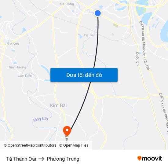 Tả Thanh Oai to Phương Trung map