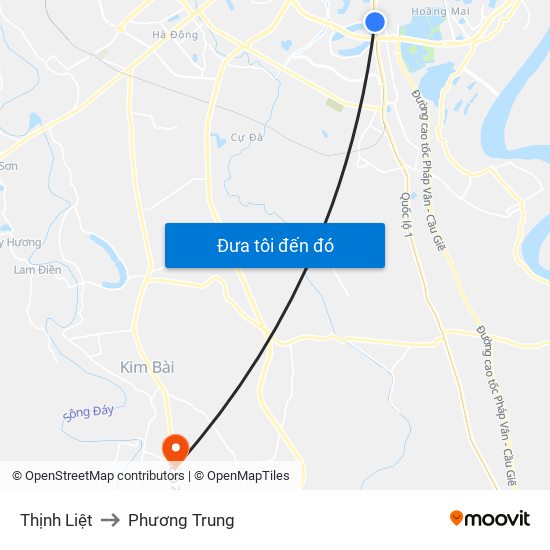 Thịnh Liệt to Phương Trung map